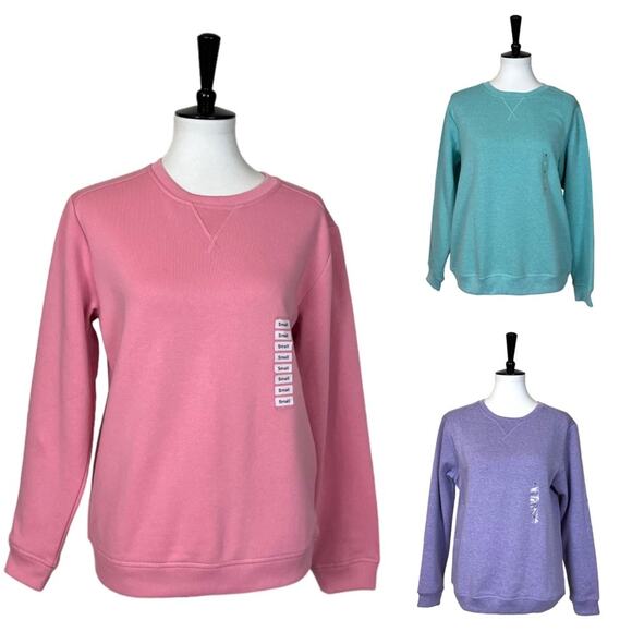 Karen Scott Women’s Sweatshirt Fleece Bundle New Pink Purple Teal Size Small - Picture 1 of 16